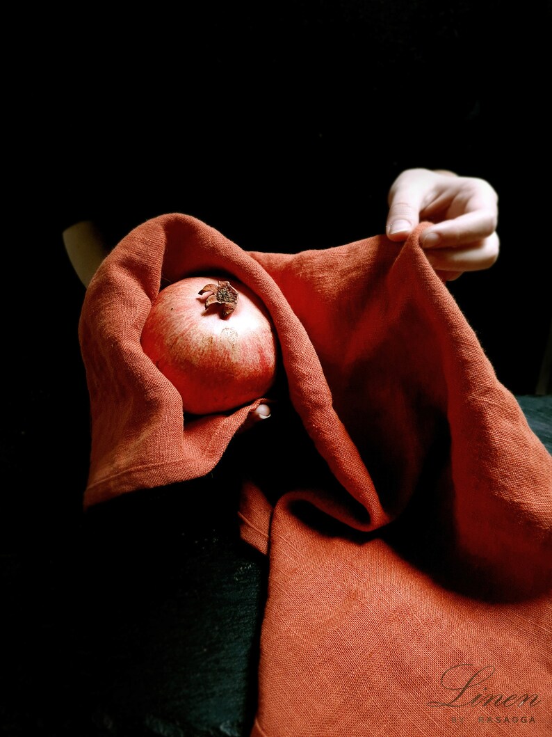 Linen towels. Fuchsia linen. Gift linen towels. Orange , Yellow, pink fuchsia, zero waste linen hand towel. Dish cloth. image 7