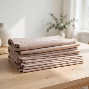 Naturligt beige linnetygsrester | Rester av rent linne | Beige linneavklipp för sömnad och quiltning | Taupe linnetyg