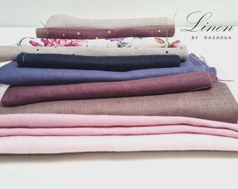 Linen Fabric Scraps Bundle: Natural Flax Remnants for DIY Crafting