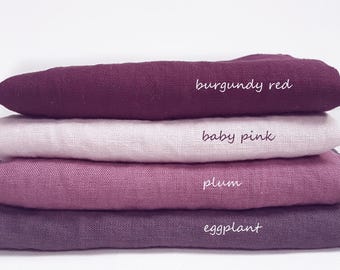 Linen Fabric / Natural Linen /Apparel fabric /Flax linen fabric. Prewashed soft linen fabric by meter or yard. / Pink,  lilac, red linen.