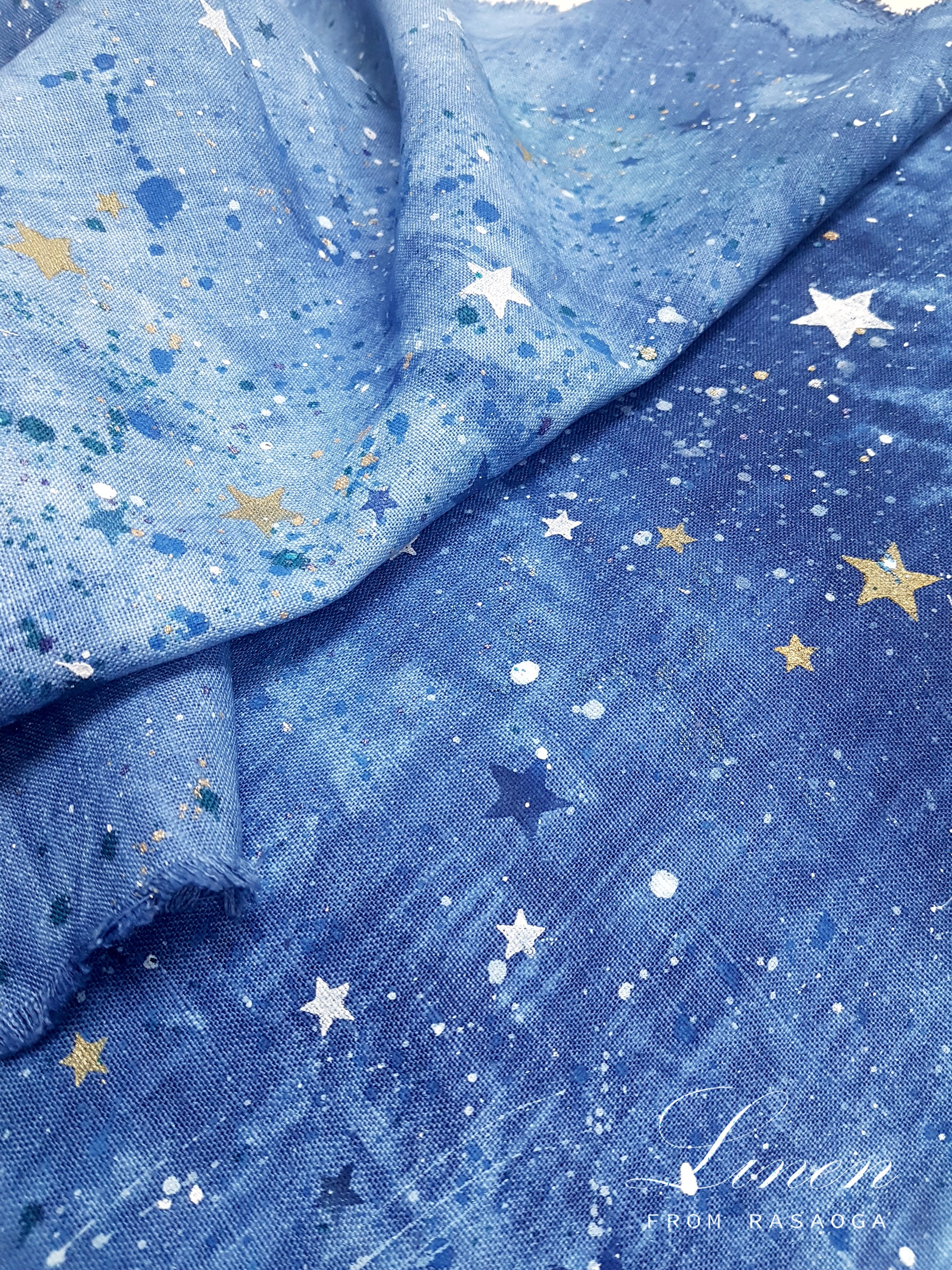 Hand dyed fabric. Tie dye fabric. Blue space linen fabric / Etsy