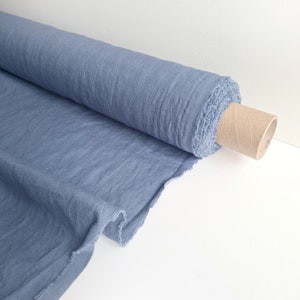 Linen fabric by the yard. Blue linen fabric. Washed linen fabric, softened  linen fabric for clothes, linen for bedding, apparel fabric.