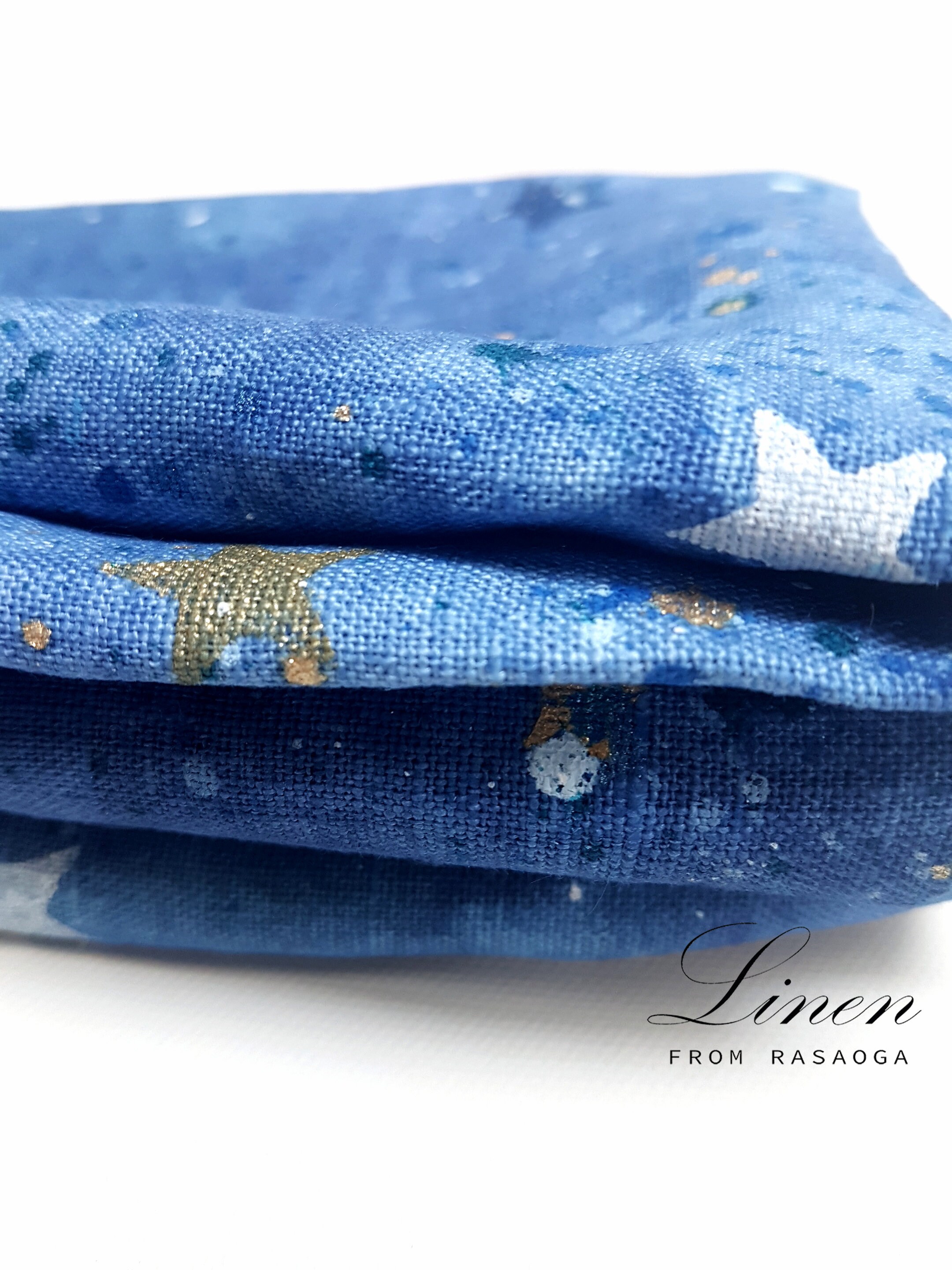 Hand dyed fabric. Tie dye fabric. Blue space linen fabric / Etsy