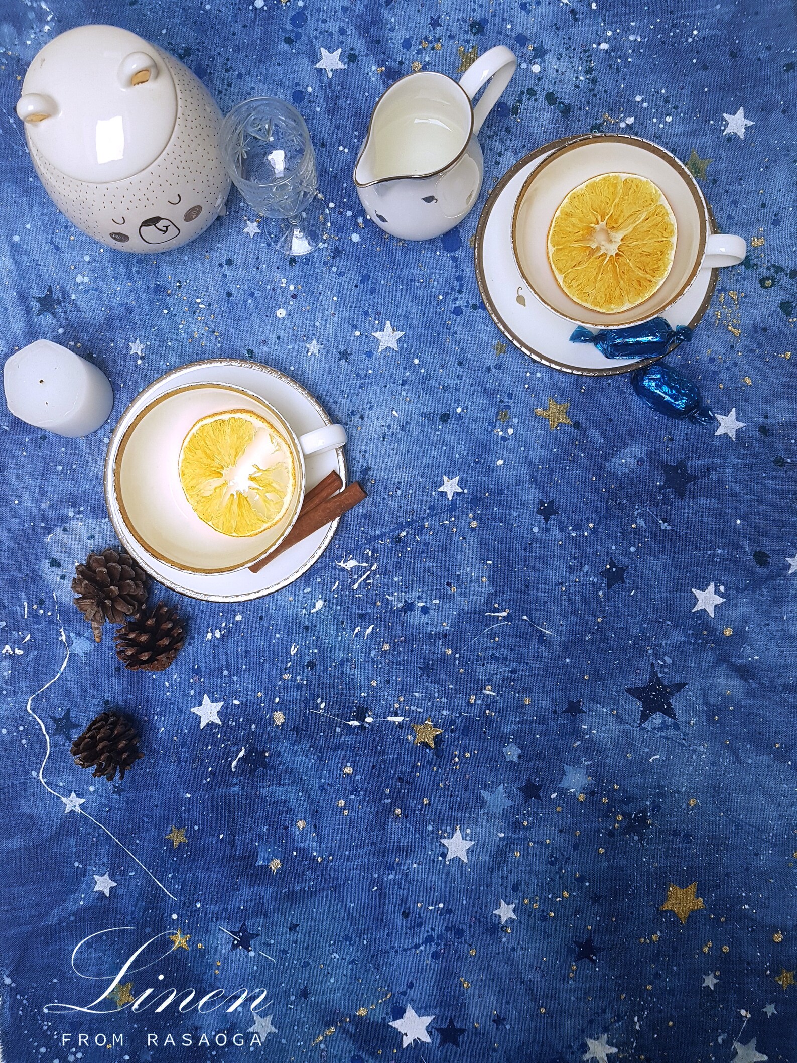 Hand Dyed Fabric. Tie Dye Fabric. Blue Space Linen Fabric / Etsy