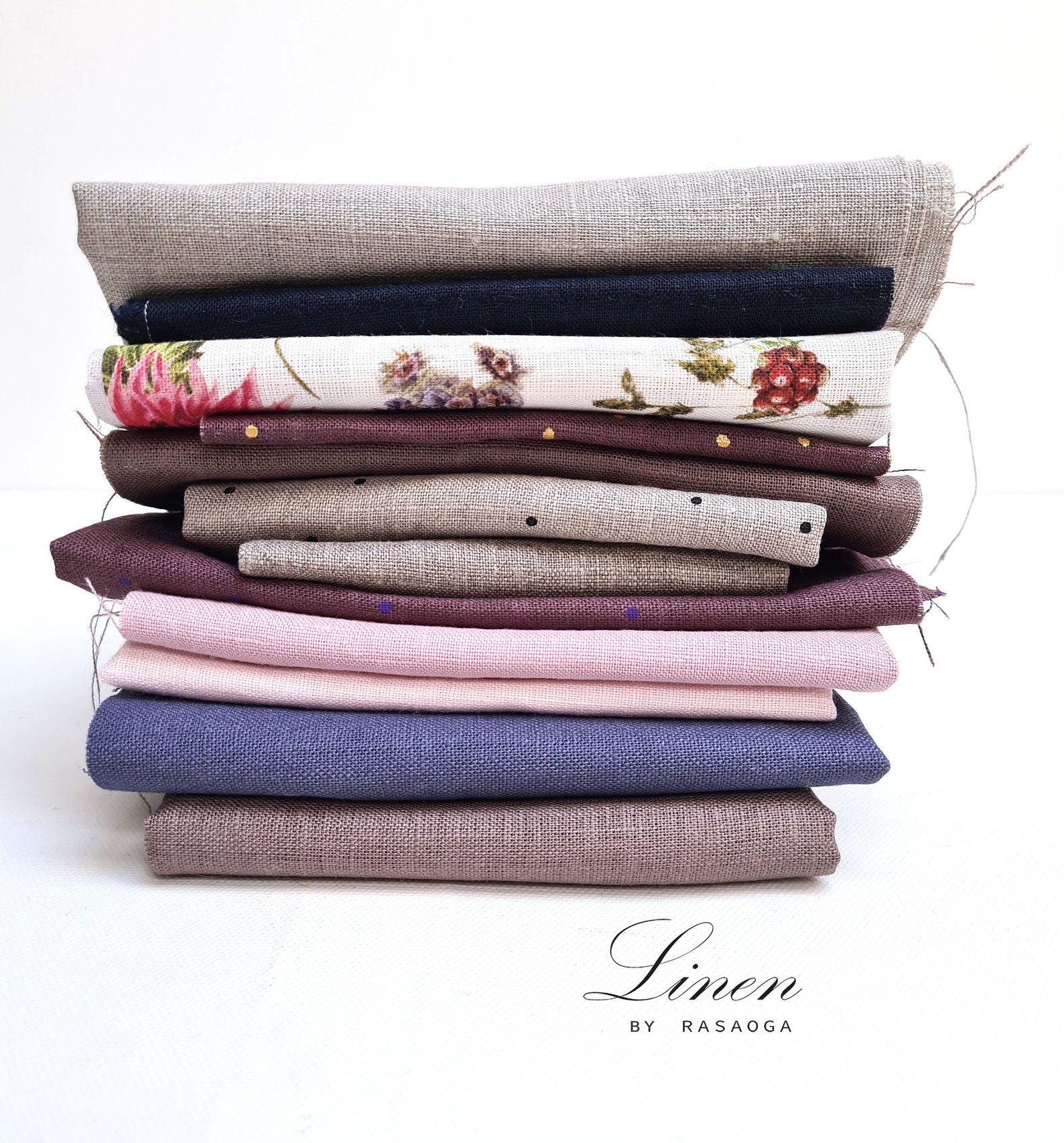 Pure Linen Fabric . Cloth Remnant. Linen Fabric Remnants Bundle/ 12