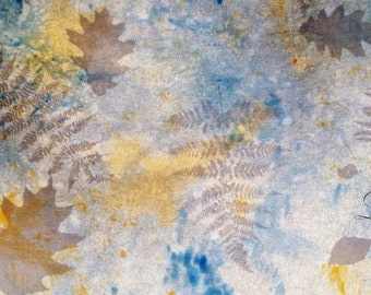 Handgemaakt linnen stof met bloemenprint: geverfd stonewashed linnen (1 x 1 1/2 werf)