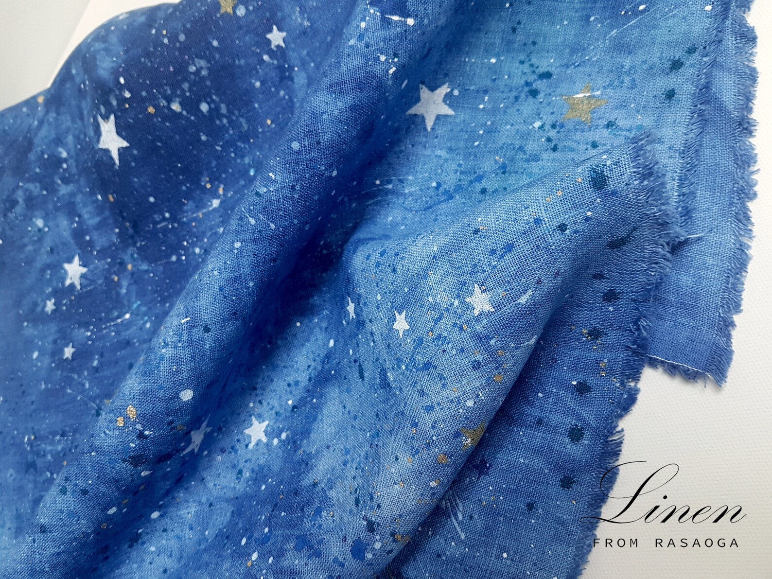 Hand dyed fabric. Tie dye fabric. Blue space linen fabric / Etsy