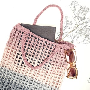 Net handmade Market Tote, Summer Cotton Mesh Shopping Bag, Gift for her Beach Bag, Summer Tote Bag, Shoulder Bag