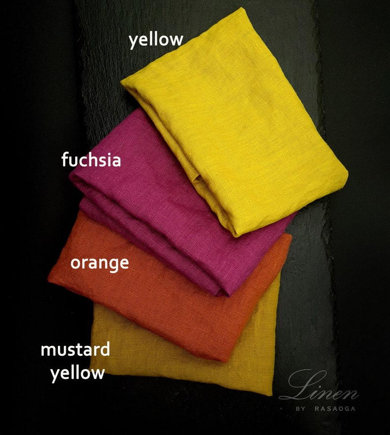 Linen towels. Fuchsia linen. Gift linen towels. Orange , Yellow, pink fuchsia, zero waste linen hand towel. Dish cloth. image 8