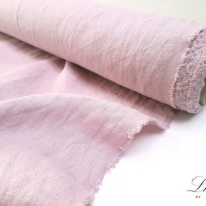 Dusty pink Linen fabric. Linen flax  fabric by the yard / Apparel Linen fabric / Dress fabric. Flax linen fabric. Natural fabric.