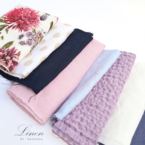 Natural linen remnants, linen scraps bundle different texture washed colored linen offcuts bundle, linen fabric remnants linen for quilting