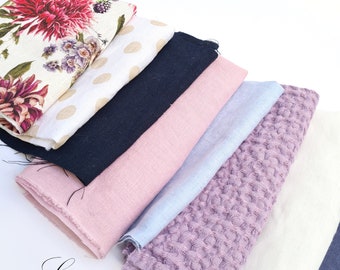 Natural Linen Remnants Bundle: Washed Linen Scraps for Quilting