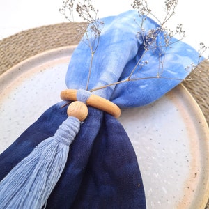 Natural linen napkin / Hand dyed ink blue Modern Dinner Napkins/ white natural linen image 9
