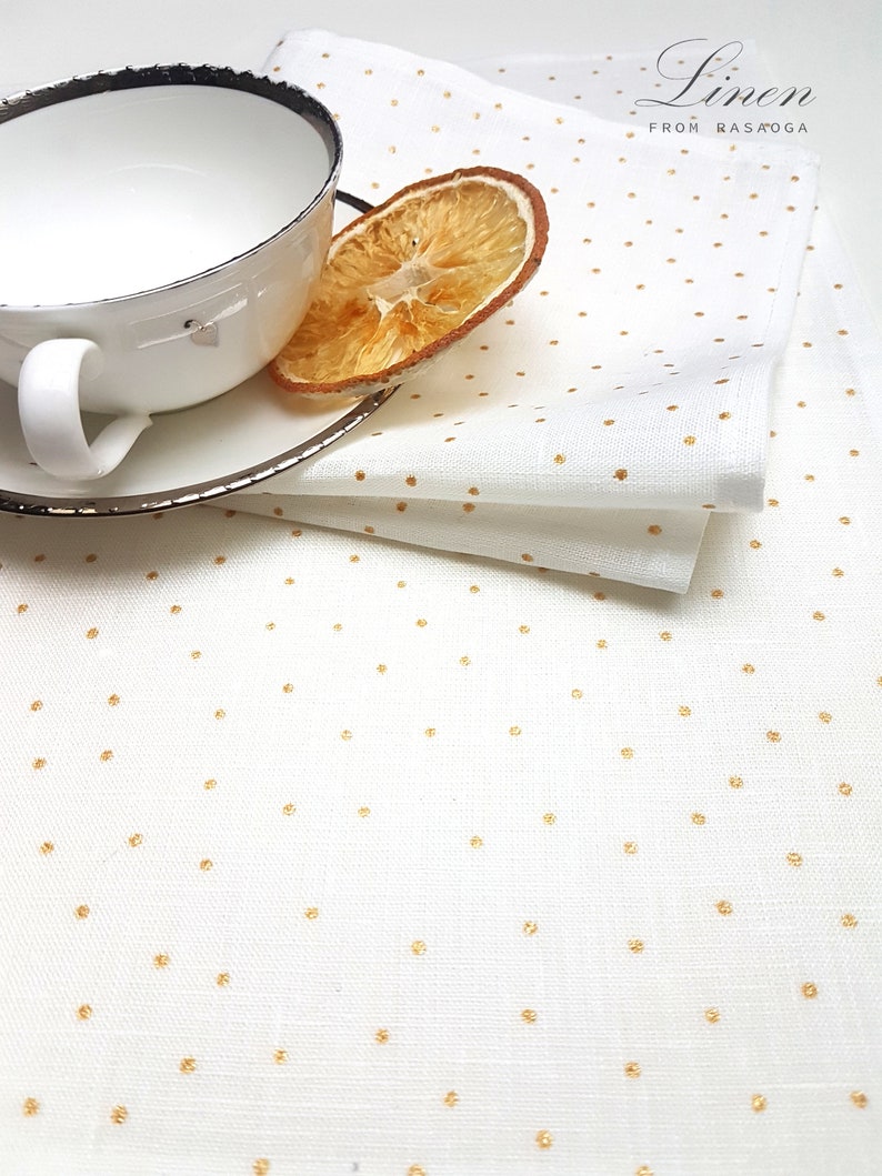 White Linen Napkins With Gold . Linen Cloth Dinner Napkins. Etsy