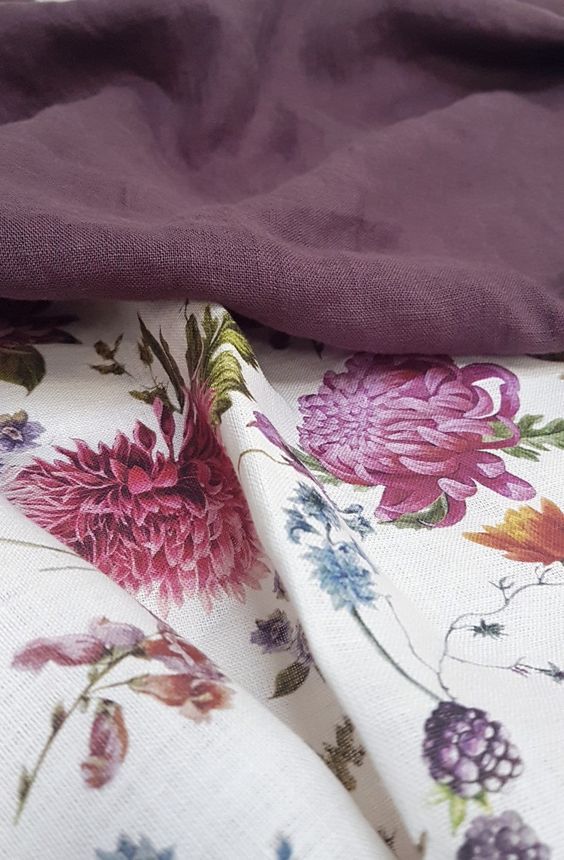 Floral Linen Fabric. Linen Fabric by the Yard / Apparel Linen Etsy UK