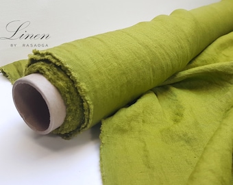 Green Linen Fabric By The Yard: Medium Weight Flax
