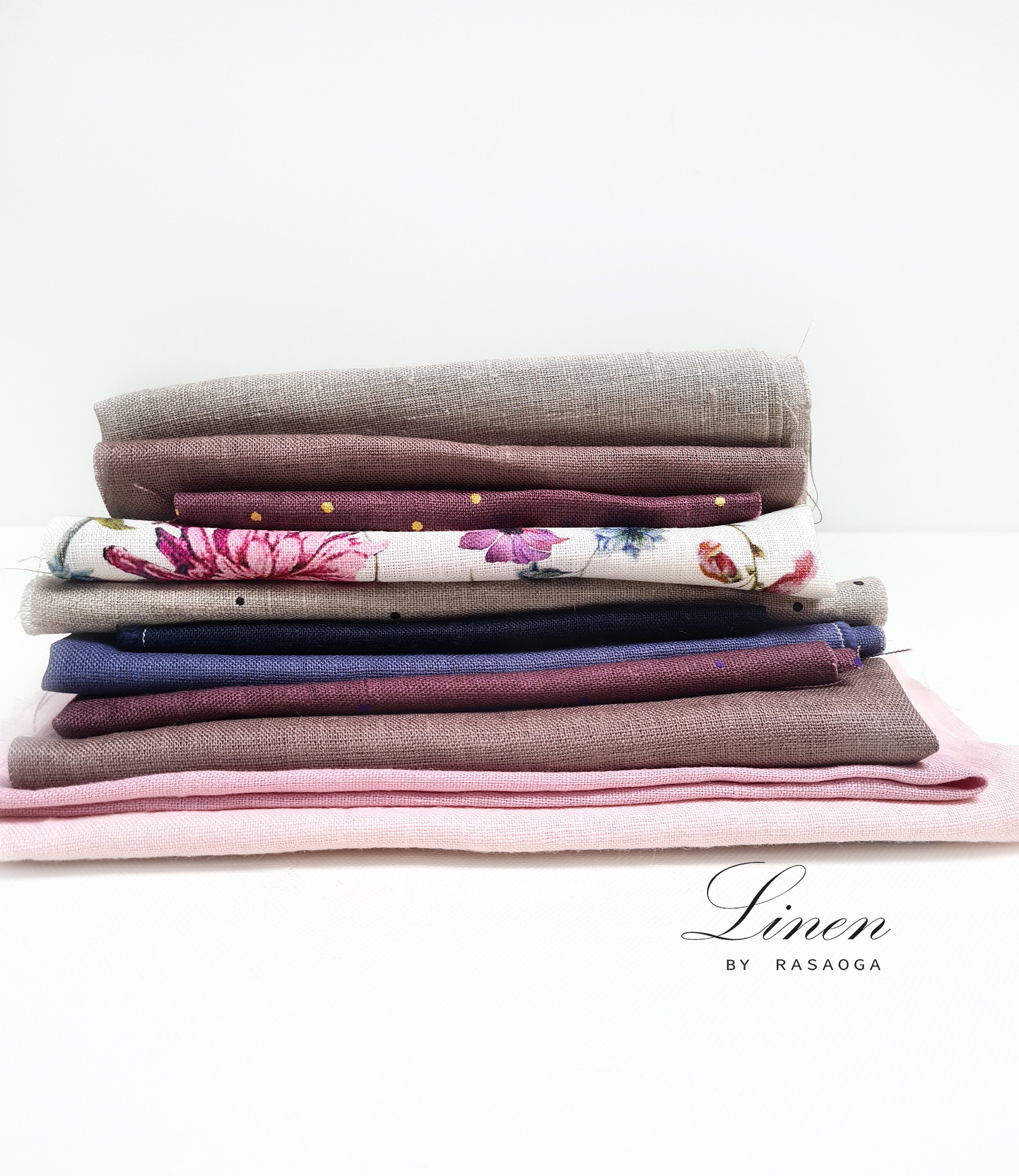 Pure Linen Fabric . Cloth Remnant. Linen Fabric Remnants Bundle/ 12