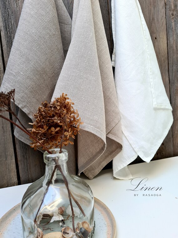 Linen Tea Towels Set of 2,linen Dish Towels,grey Linen Kitchen Towel,natural  Linen Towels,softened Linen Towel,kitchen Linens,soft Linens 