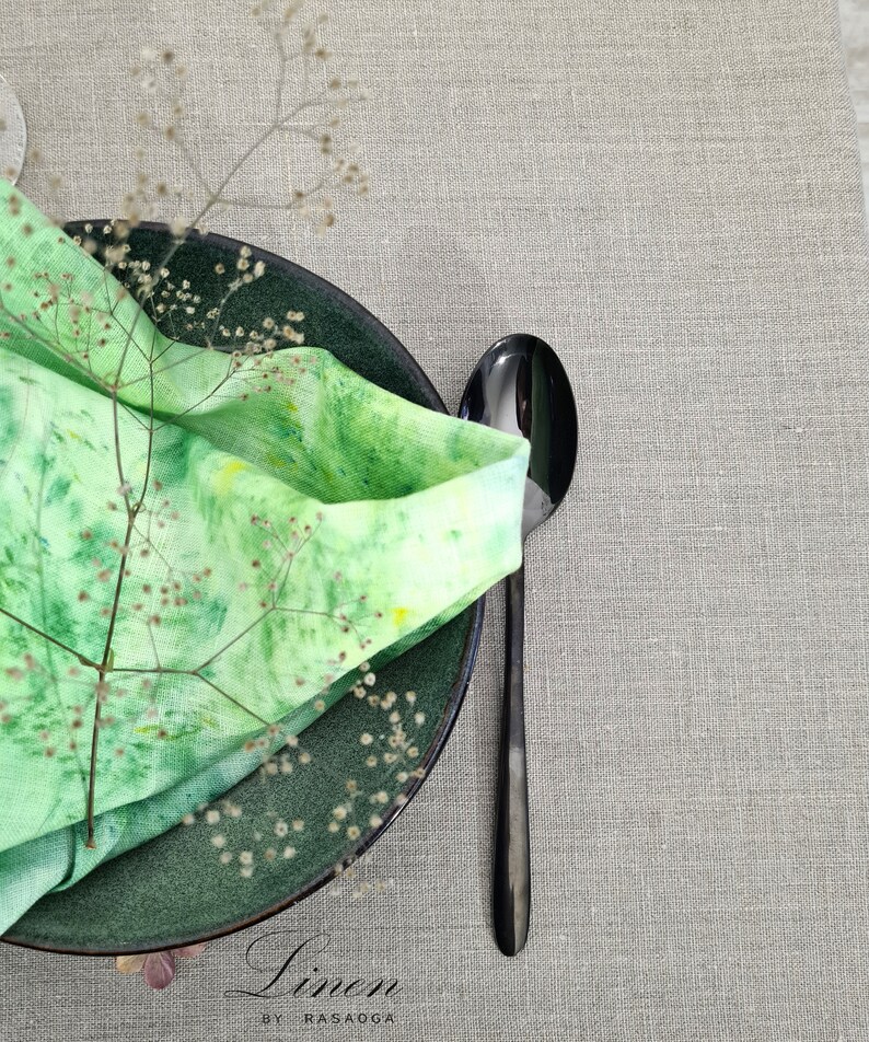 Tie Dye Napkins. Green Linen Napkins. Linen Dining Napkins. Etsy