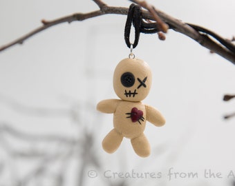 Original Polymer Clay Pendant | Voodoo doll Pendant | Cute Funny Voo Doo Doll | Voodoo Jewelry | Halloween Necklace | Gift Under 20