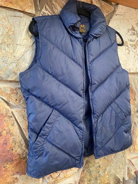 Vintage Eddie Bauer Women's Navy Puffer Snow Ski Vest Goose Down
