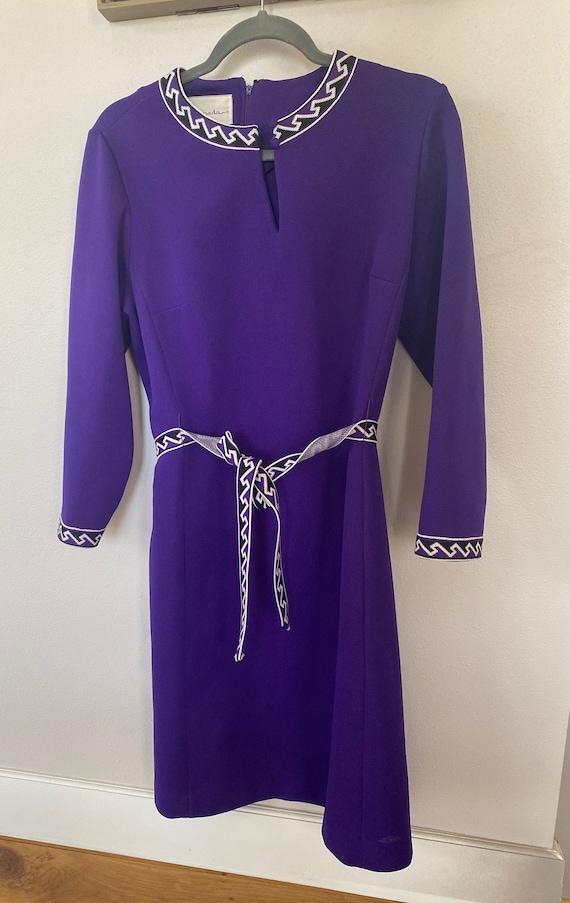 Vintage Mod Ensenada Belted Dress Size 16 Purple G