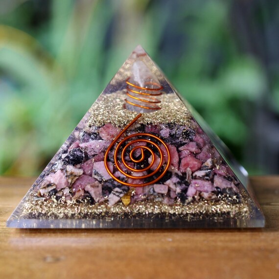 Rhodonite Orgone Pyramid 75mm EMF and 5G Energy Protection and Healing