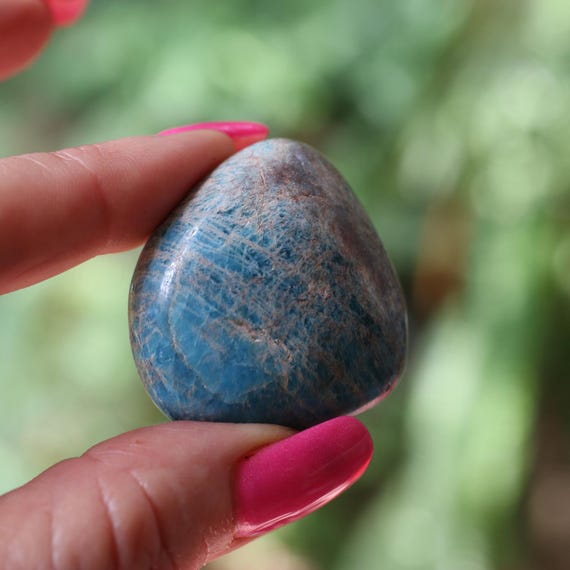 Apatite A+ Natural Blue Gallet LARGE 42g Polished Palm Stone 1.6 Inch #20