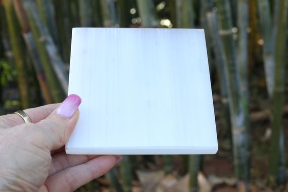Selenite Charging Plate 4x4 XL Polished Square Cleanse & Charge Your Crystals