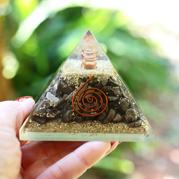 Pyrite Orgone Pyramid 75mm Orgone EMF 5G Energy Healing Orgonite Protection