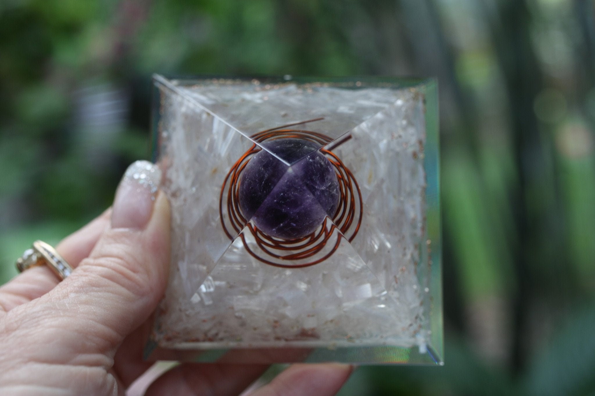 Piramide Orgone Pietra Solare Naturale XL 75mm 3in Protezione EMF - Foto 14