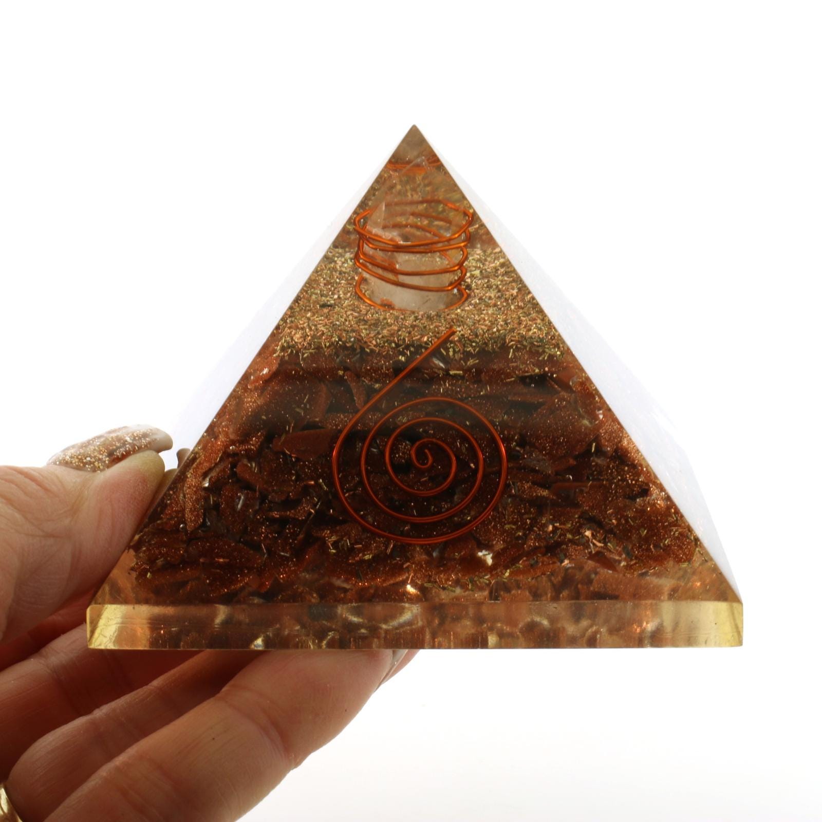 Entirely Zen Rhodonite Orgone Pyramid  75mm EMF & 5G Energy Protection,  Healing Crystal Christmas Pyramid