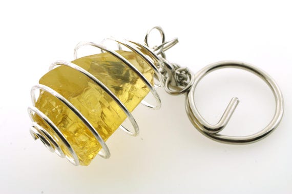 Genuine Luminescent Yellow Monatomic Andara Crystal Keychain #LY1