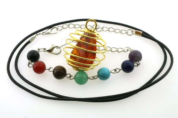 Amber Shaman Monatomic Andara Crystal Pendant GF + Pendulum Chain + Cord #AS1