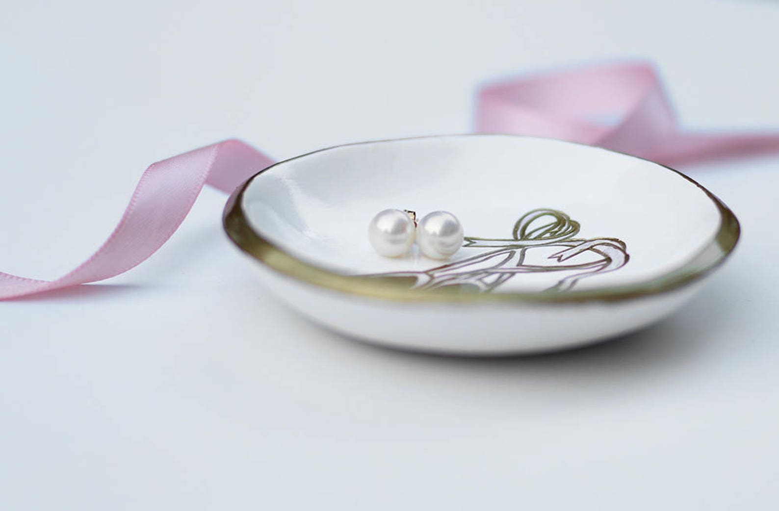 ballet jewelry dish / personalized ring dish / ring holder / pink and gold / unique gift for dancers / gift for bff / dainty gif