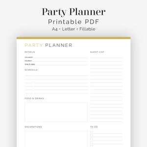 Party Planner - Fillable - Printable PDF - Christmas Planner, Holiday Planner, Party Planner - Instant Download