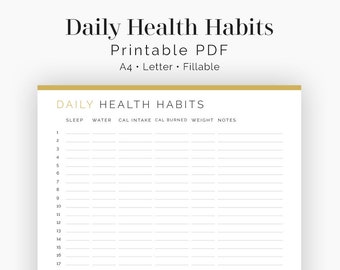 Health and Fitness Goals Fillable Printable PDF Health &amp; | Etsy