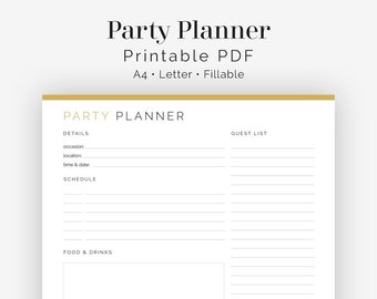 Party Planner - Fillable - Printable PDF - Christmas Planner, Holiday Planner, Party Planner - Instant Download