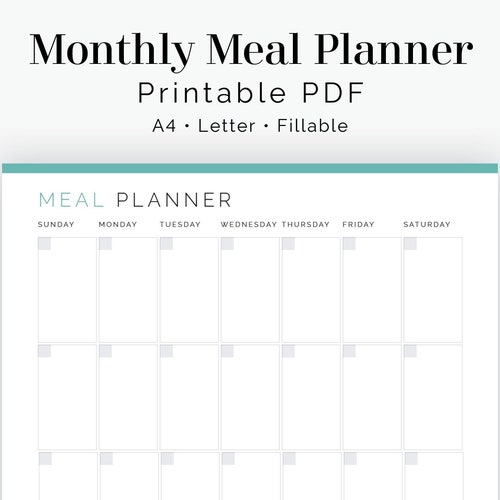 Weekly Meal Planner sunday or Monday Start Fillable - Etsy
