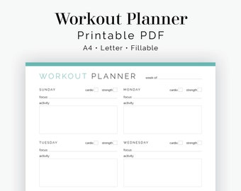 weekly workout plan pdf etsy