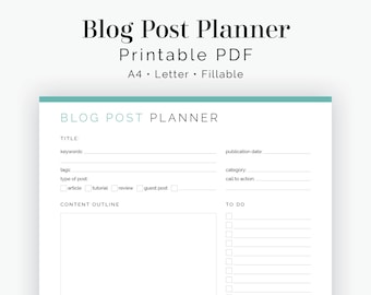 Blog Post Planner (2 layouts) - Fillable - Printable PDF - Business Planner, Blog Planner - Instant Download