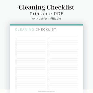 General Cleaning Checklist - Fillable - Printable PDF - Household Binder, Cleaning Kit - Instant Download