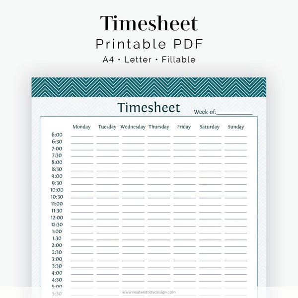 Business Timesheet - Fillable - Business Planner Chevron - Printable Organizational PDF - Instant Download