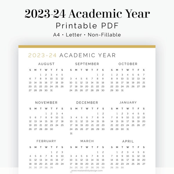 2023-24 Academic Year Overview - Printable PDF (non-fillable) - Time Management - School Planner, Educational, Teacher - Instant Download