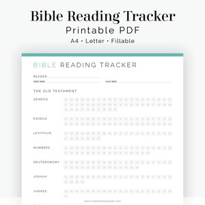 Puede incluir: Un rastreador de lectura de la Biblia imprimible en formato PDF. El rastreador est&aacute; dise&ntilde;ado para el Antiguo Testamento e incluye secciones para G&eacute;nesis, &Eacute;xodo, Lev&iacute;tico, N&uacute;meros, Deuteronomio, Josu&eacute; y Jueces. Cada secci&oacute;n tiene una cuadr&iacute;cula de cuadrados numerados para realizar un seguimiento del progreso de la lectura diaria.