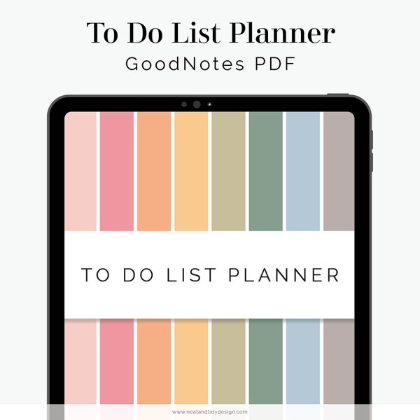 Digital To Do List Planner pour GoodNotes (Rainbow) - Planificateur de productivité numérique hyperlié, Gestion des tâches - Téléchargement instantané