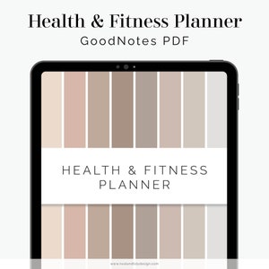 Digital Health & Fitness Planner for GoodNotes (Portrait) - Hyperlinked Tabs - Digital Neutral Fitness and Meal Planner - Instant Download