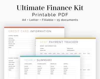 Ultimate Finance Kit (15 Documents) - Fillable - Printable PDF - Bundled Kit - Finance Planner - Home Management - Instant Download