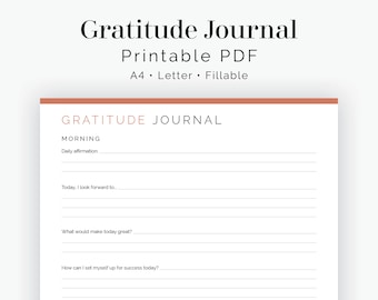 Gratitude Journal (2 layouts) - Fillable - Printable PDF - Journaling, New Year Resolution - Mental health, self-improvement