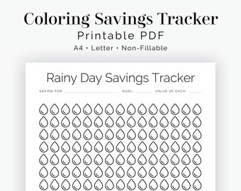 Rainy Day Savings Tracker Colouring Pages - Printable PDF - Finance Planner - Saving Goals - Personal Finance - Instant Download